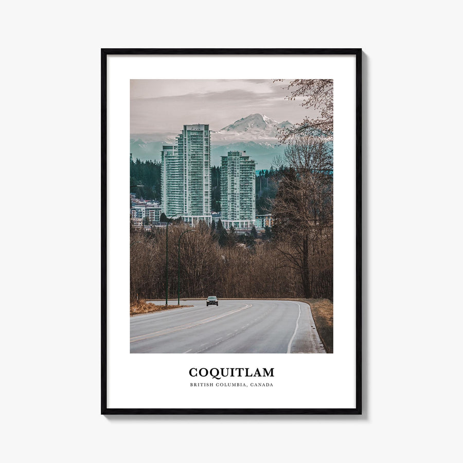 Coquitlam no. 2 colorful classic poster of British Columbia, Canada – vertical wall art, unframed print shown in interior moc