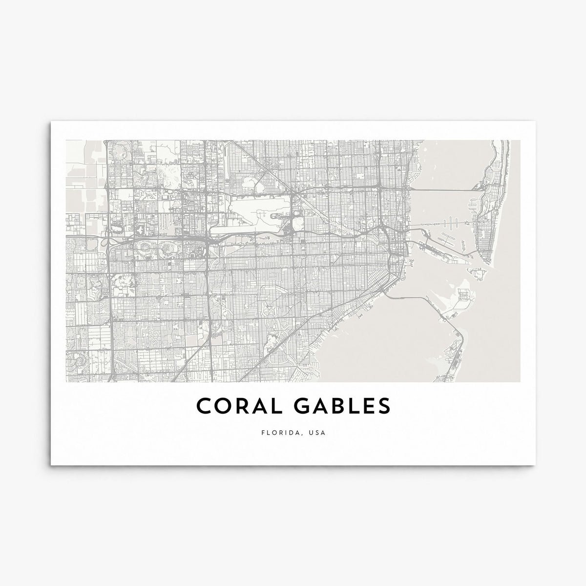 Coral Gables Map Poster, print only (unframed)