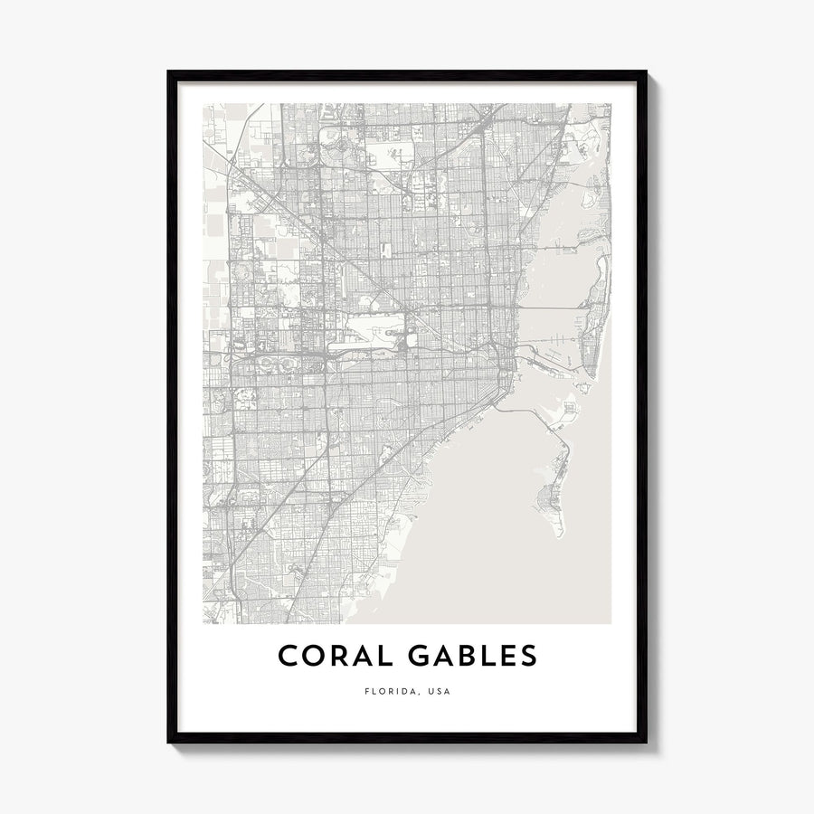 Coral Gables Map Poster, framed poster mockup