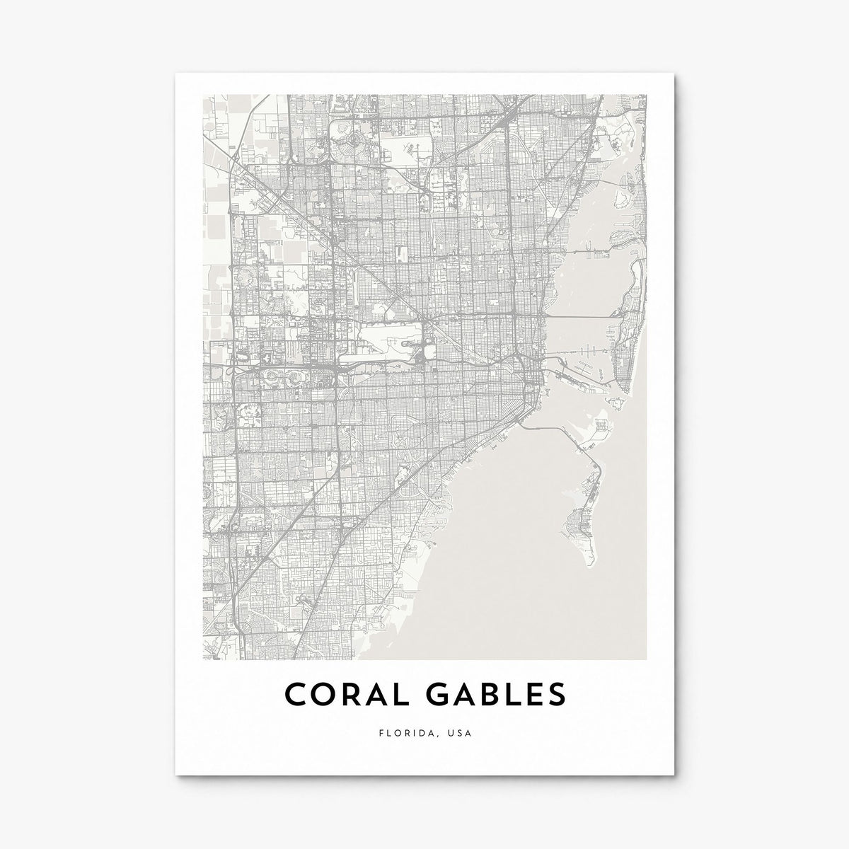Coral Gables Map Poster, print only (unframed)