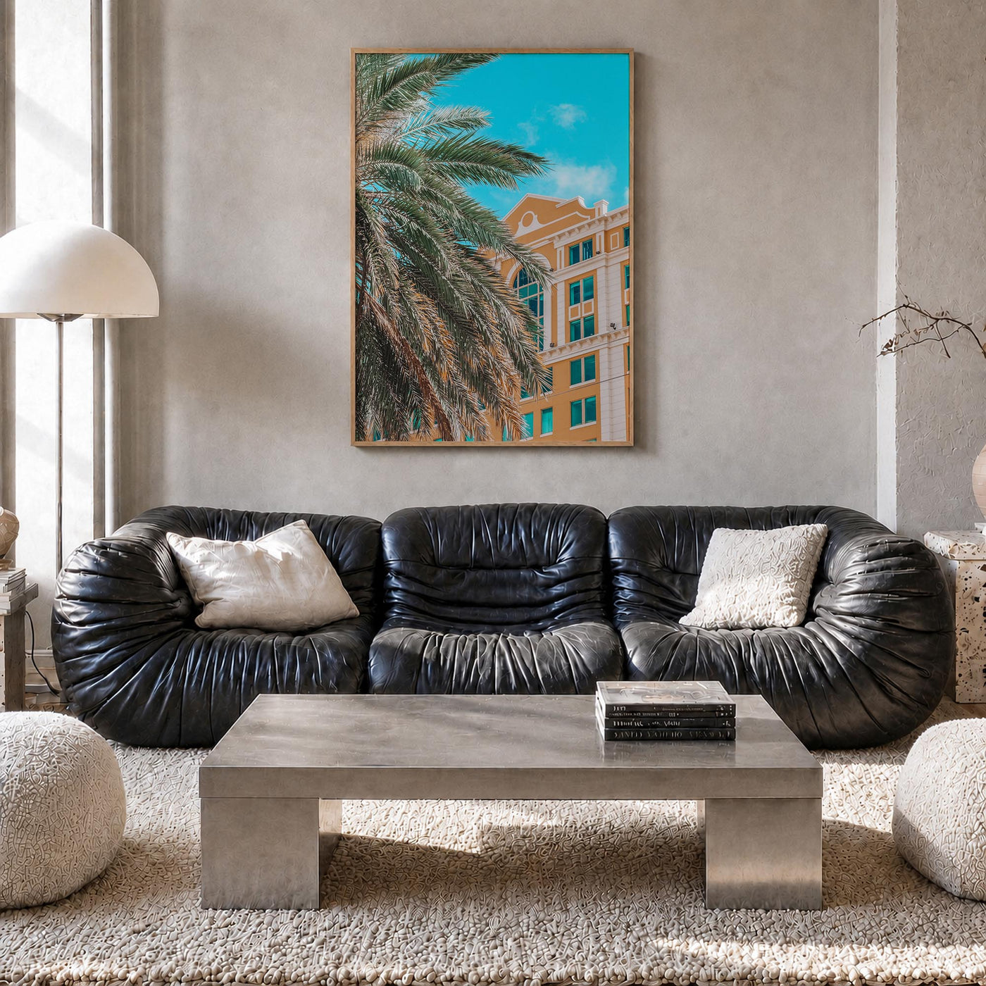 Coral Gables no. 2 colorful photo poster of Florida, USA – vertical wall art in natural wood frame, hanging on wall