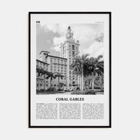 Coral Gables Poster Black Wood / 8x12 in Nbourhood Travel B&W Poster