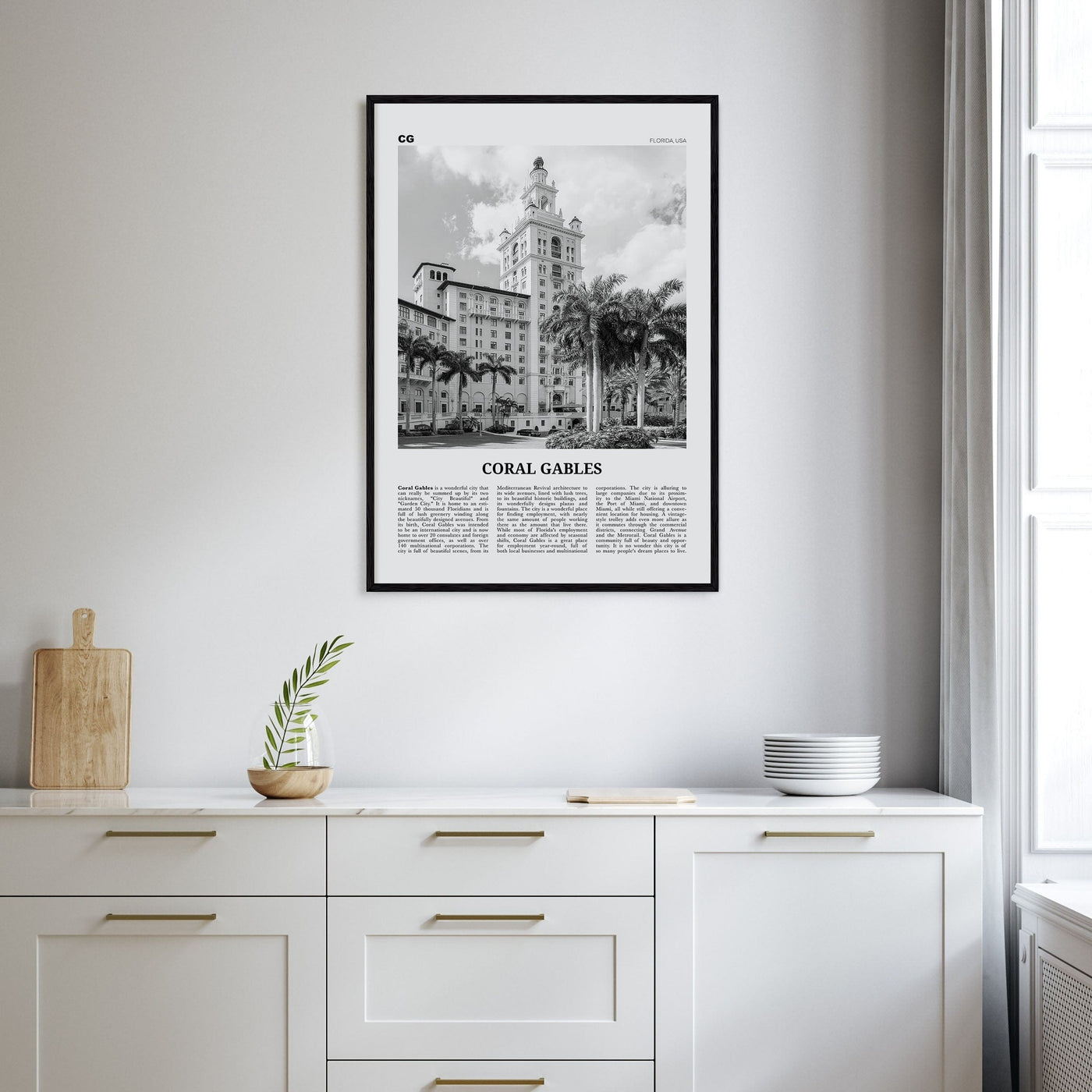 Coral Gables Poster Nbourhood Travel B&W Poster