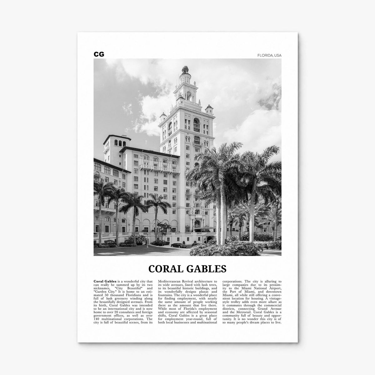 Coral Gables Newspaper Poster, print only (unframed)