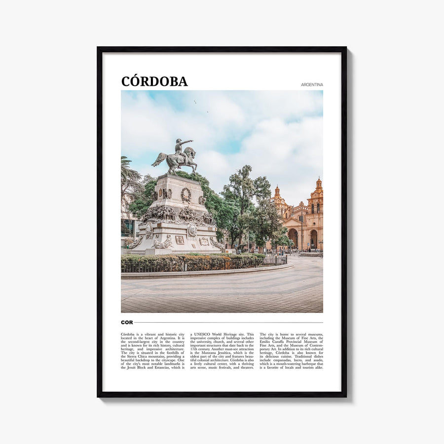 Córdoba, Argentina colorful travel poster of Argentina – vertical wall art, unframed print shown in interior mockup