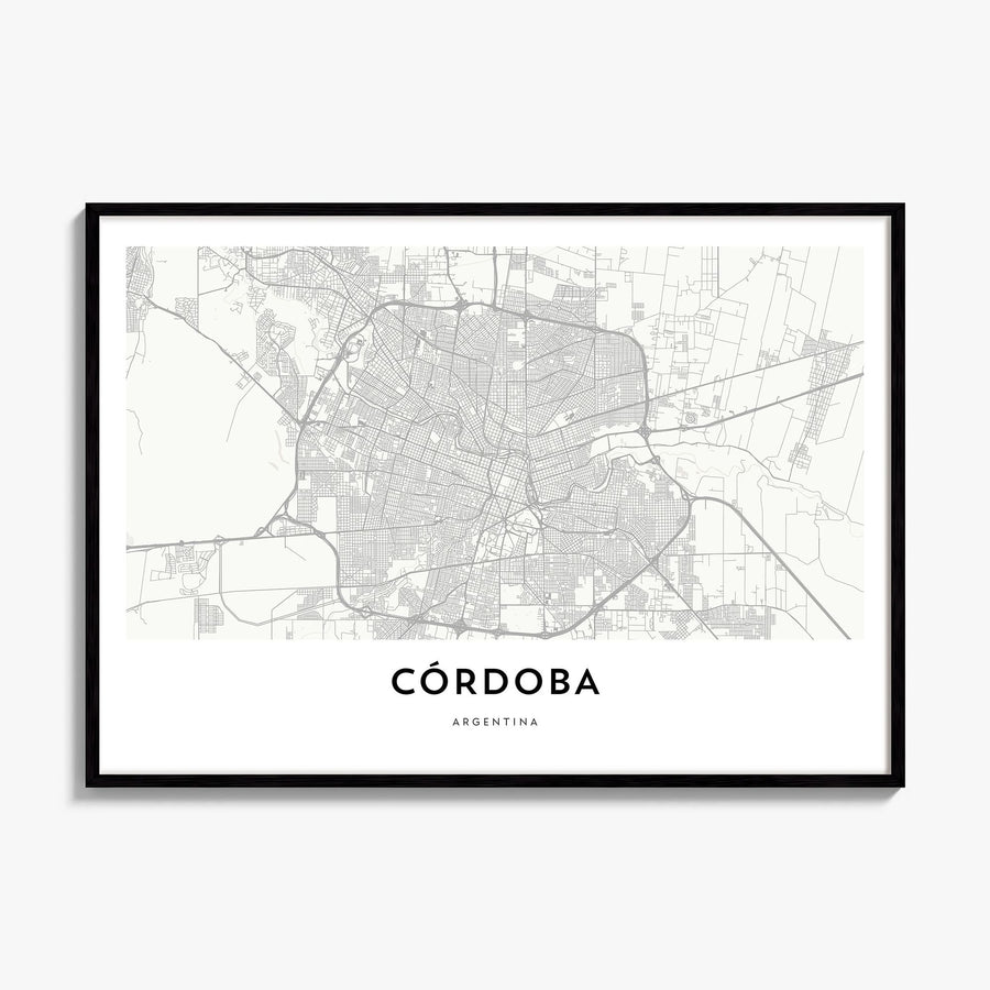Córdoba, Argentina Map Poster, framed poster mockup