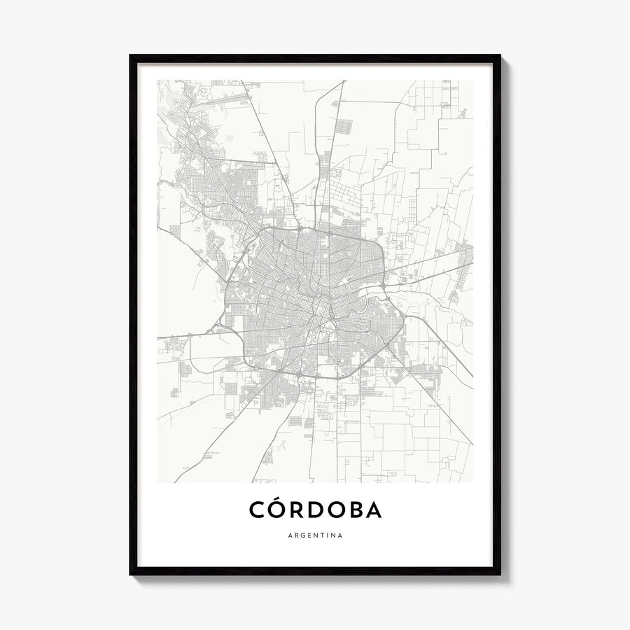 Córdoba, Argentina Map Poster, framed poster mockup