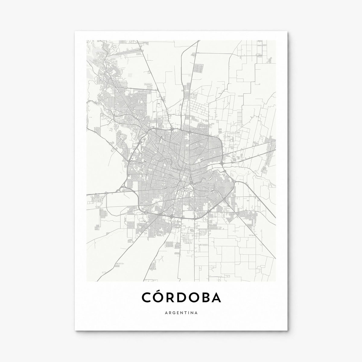 Córdoba, Argentina Map Poster, print only (unframed)