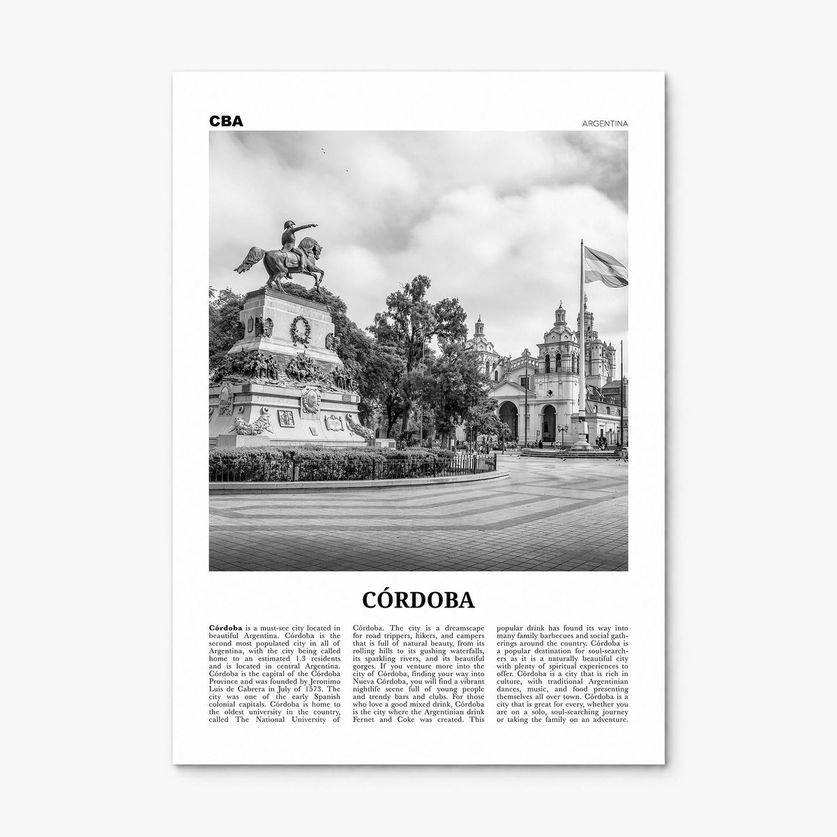 Córdoba, Argentina Newspaper Poster, print only (unframed)