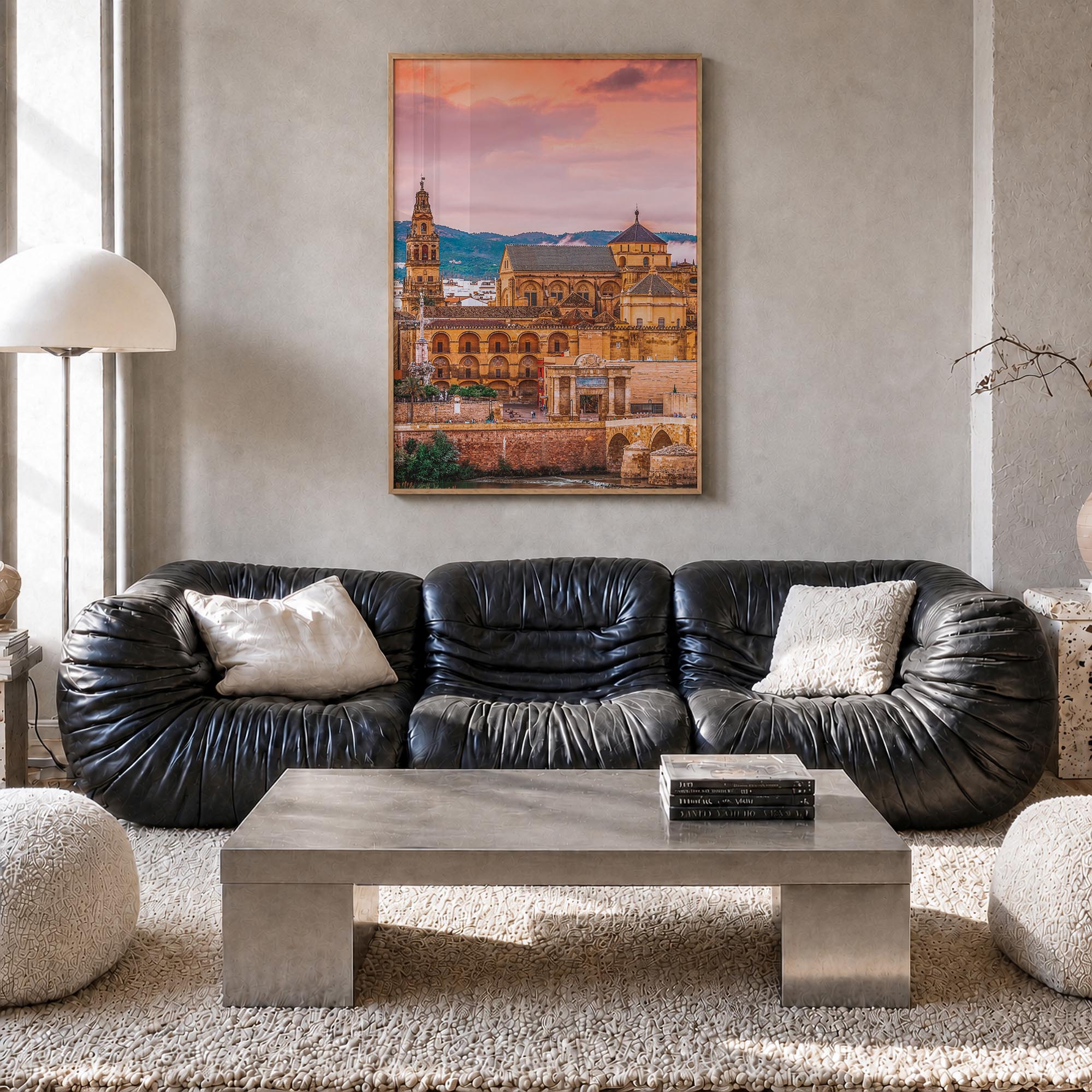 Córdoba, Spain colorful photo poster of Spain – vertical wall art in natural wood frame, hanging on wall