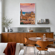 Córdoba, Spain colorful photo poster of Spain – vertical wall art in white wood frame, hanging on wall