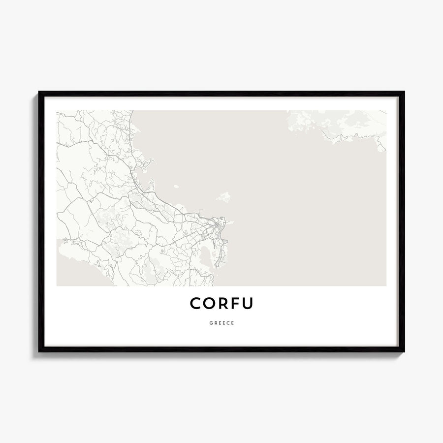 Corfu Map Poster, framed poster mockup