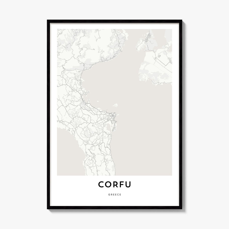 Corfu Map Poster, framed poster mockup