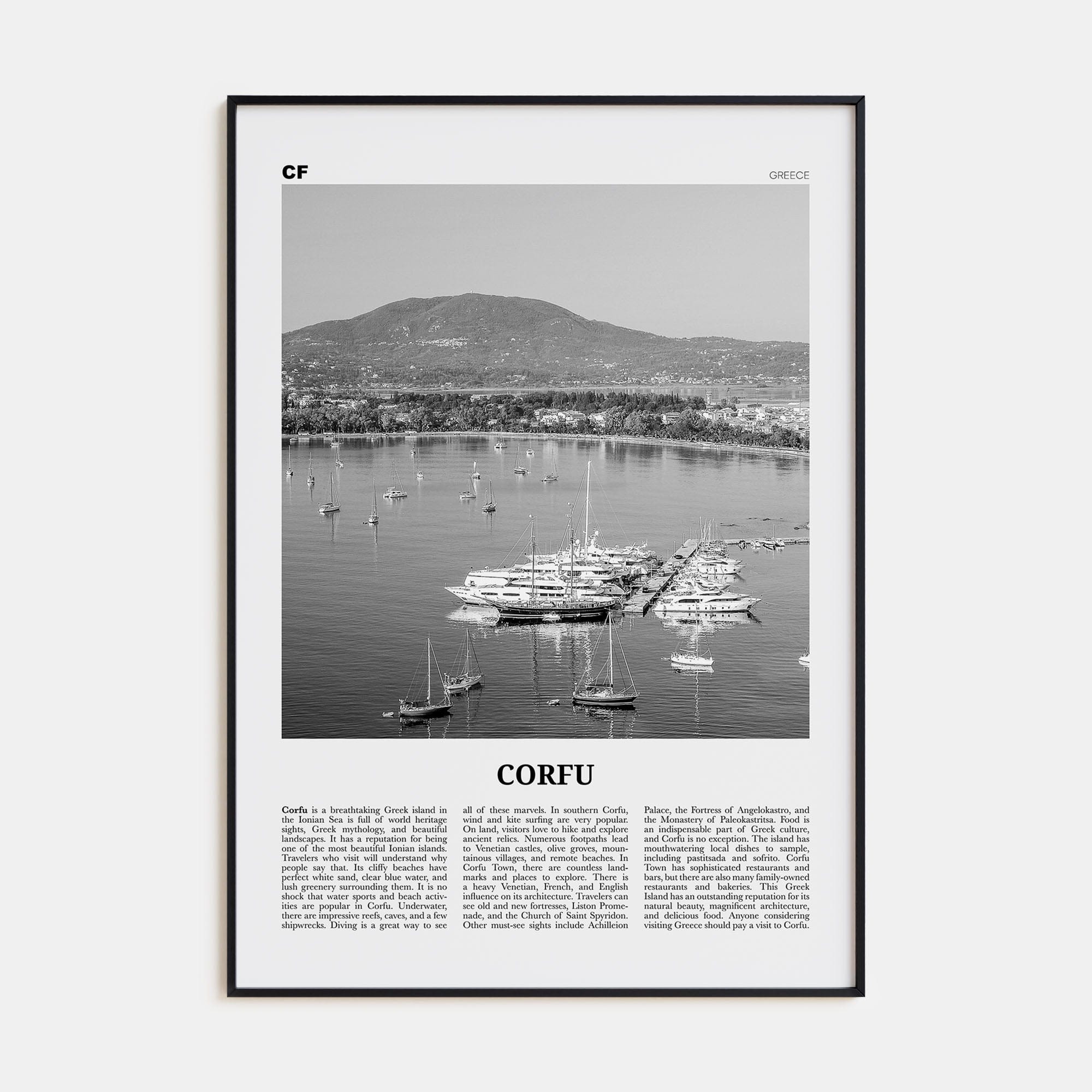 Corfu Poster None / 8x12 in Nbourhood Travel B&W Poster