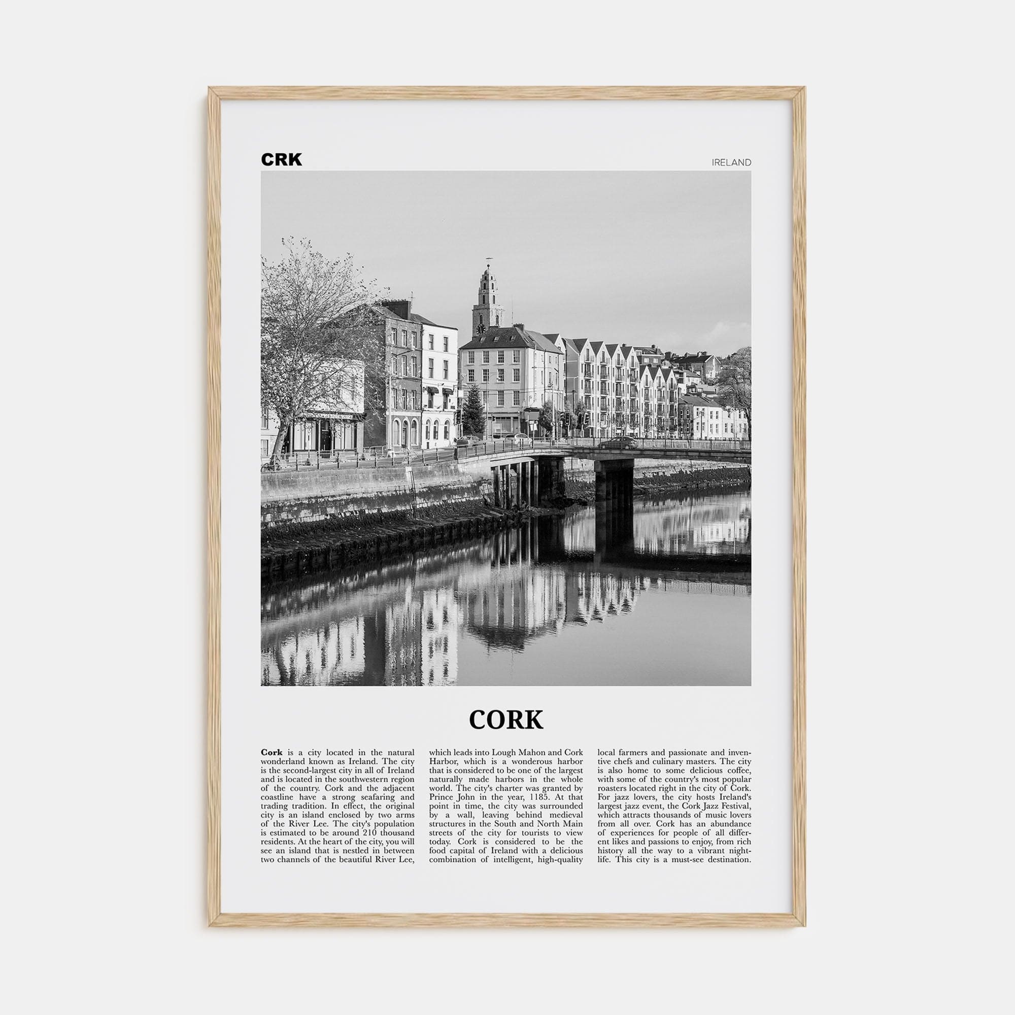 Cork Poster Natural Wood / 8x12 in Nbourhood Travel B&W Poster