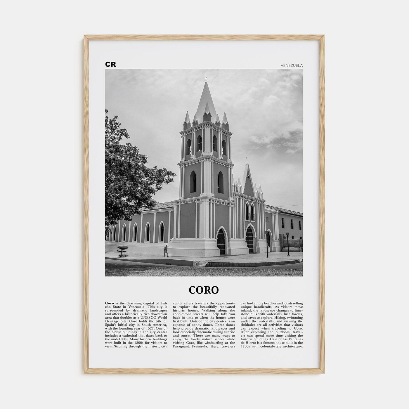 Coro Poster Natural Wood / 8x12 in Nbourhood Travel B&W Poster