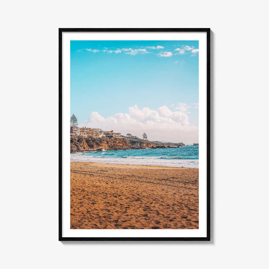 Corona del Mar colorful photo poster of Newport Beach, California – vertical wall art, unframed print shown in interior mocku