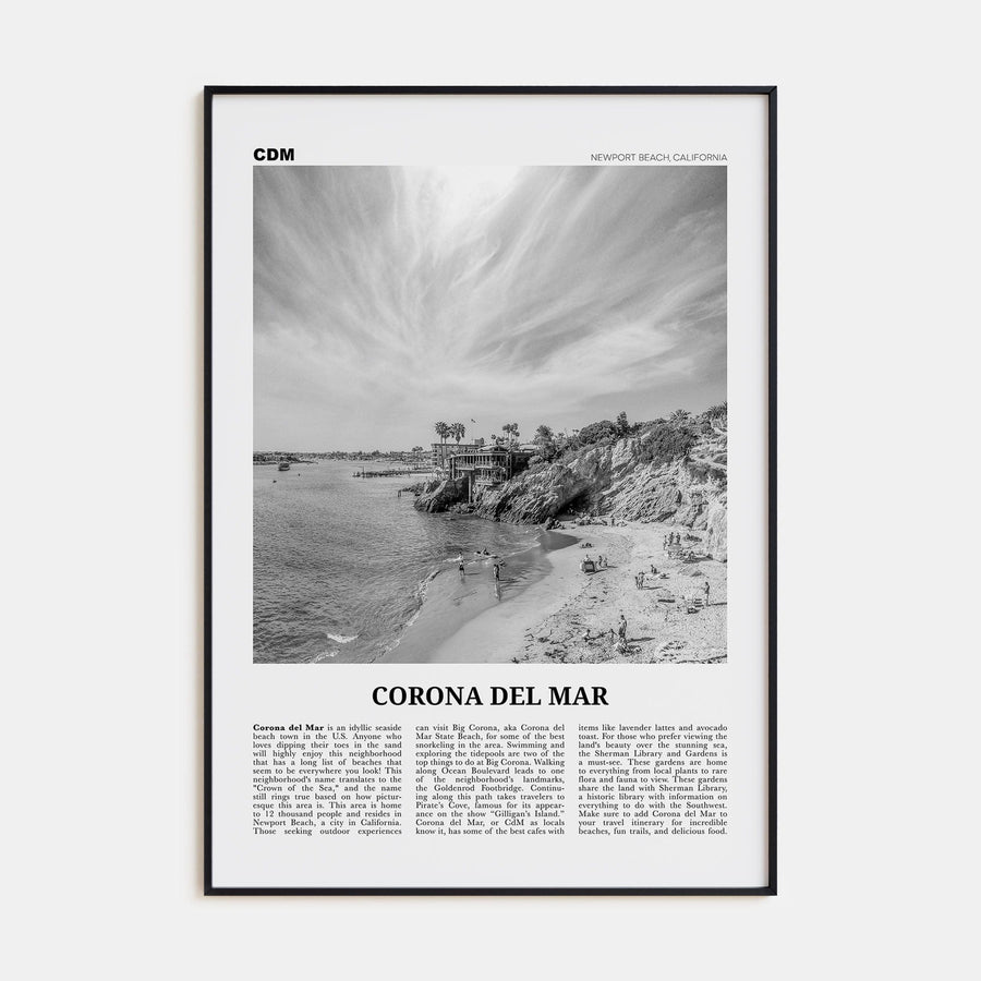 Corona del Mar Poster None / 8x12 in Nbourhood Travel B&W Poster