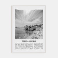 Corona del Mar Poster White Wood / 8x12 in Nbourhood Travel B&W Poster