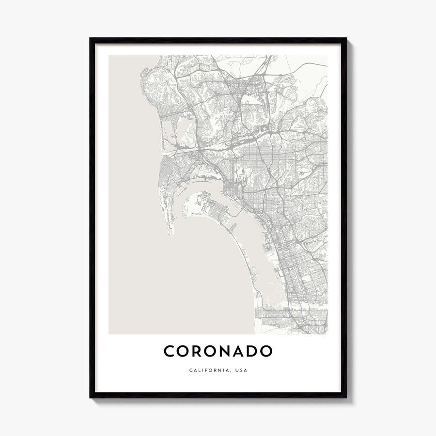 Coronado Map Poster, framed poster mockup