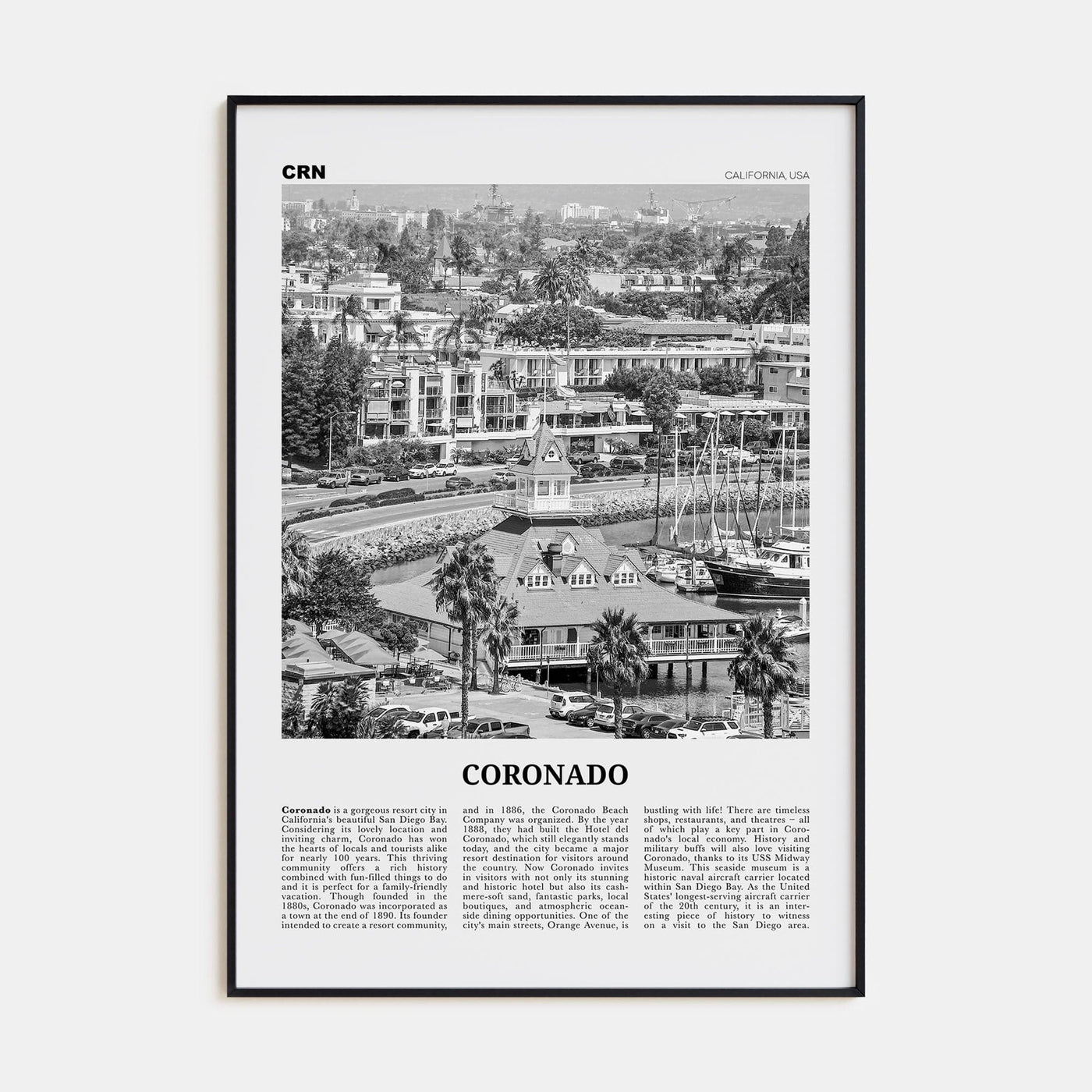 Coronado Poster None / 8x12 in Nbourhood Travel B&W Poster