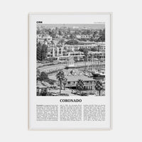 Coronado Poster White Wood / 8x12 in Nbourhood Travel B&W Poster