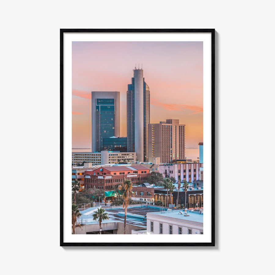 Corpus Christi colorful photo poster of Texas, USA – vertical wall art, unframed print shown in interior mockup