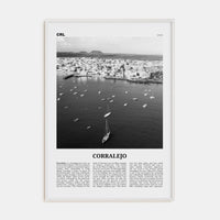 Corralejo Poster White Wood / 8x12 in Nbourhood Travel B&W Poster