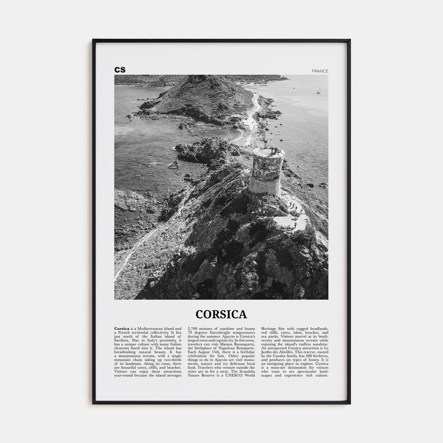 Corsica Poster None / 8x12 in Nbourhood Travel B&W Poster