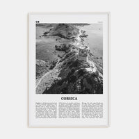 Corsica Poster White Wood / 8x12 in Nbourhood Travel B&W Poster