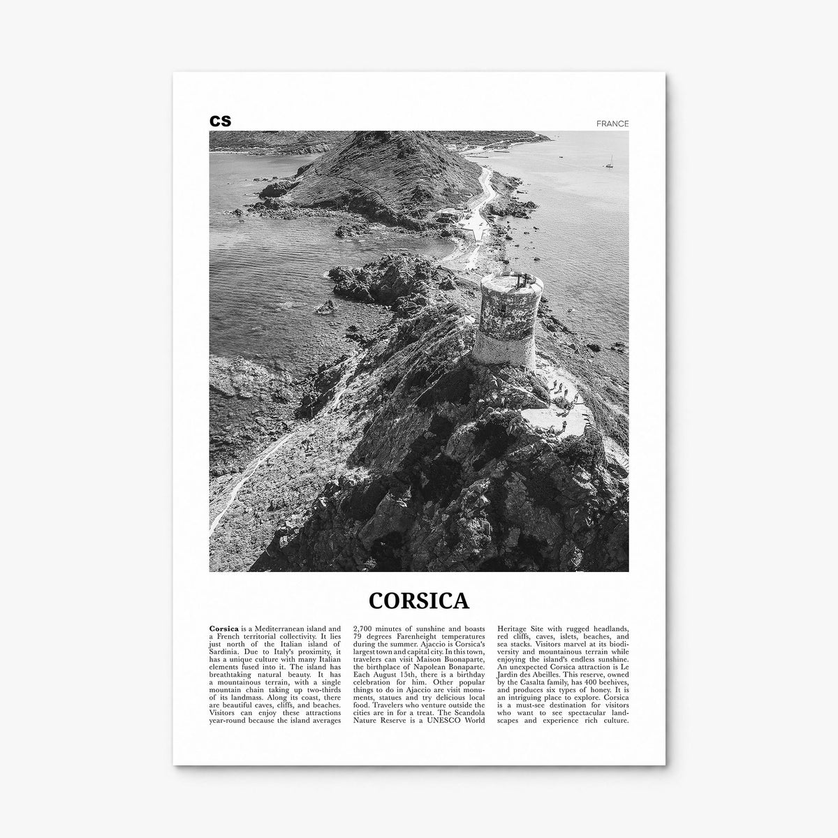 Corsica Newspaper Poster, print only (unframed)