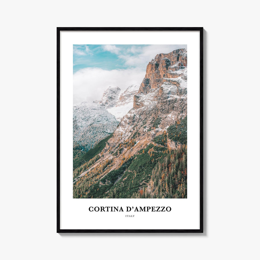 Cortina d'Ampezzo colorful classic poster of Italy – vertical wall art, unframed print shown in interior mockup
