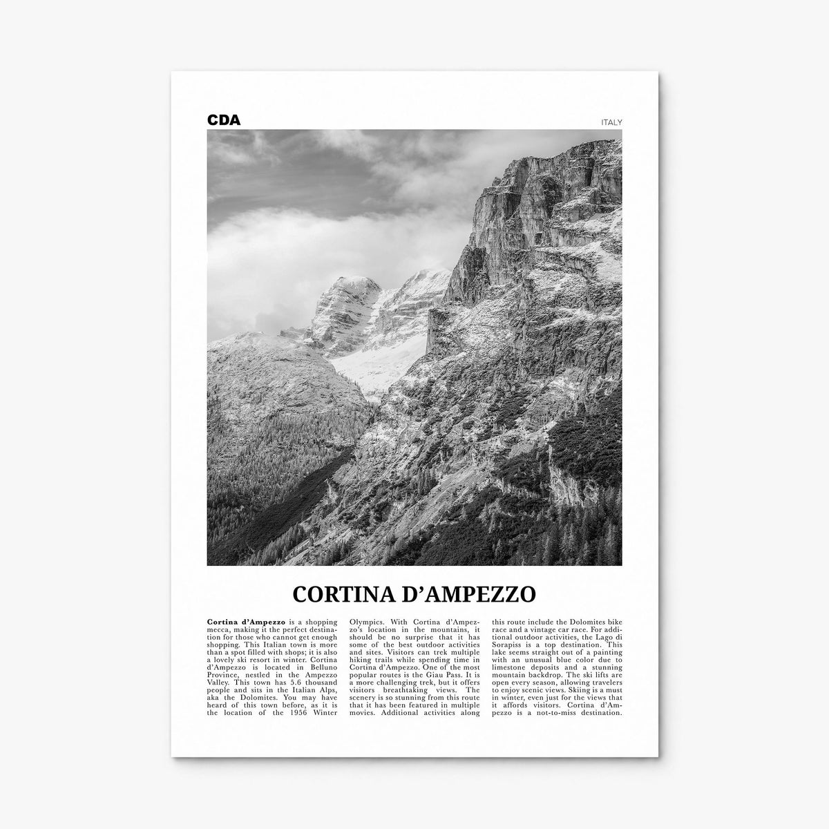 Cortina d'Ampezzo Newspaper Poster, print only (unframed)