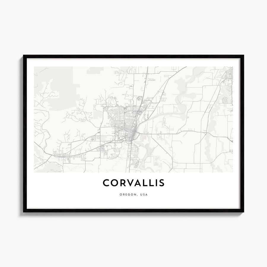 Corvallis Map Poster, framed poster mockup