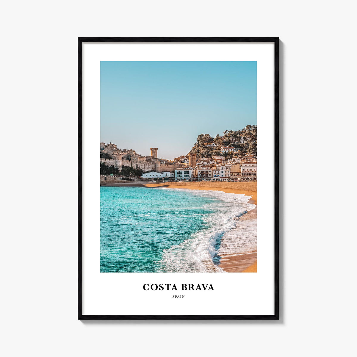 Costa Brava no. 1 colorful classic poster of Spain – vertical wall art, unframed print shown in interior mockup
