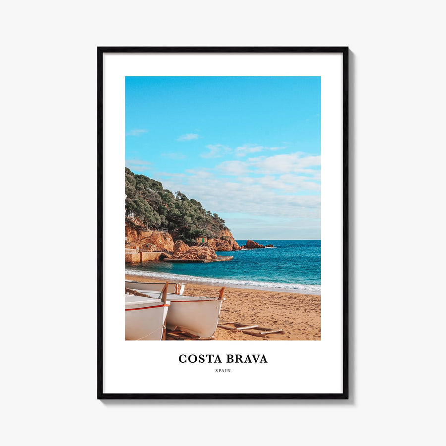 Costa Brava no. 2 colorful classic poster of Spain – vertical wall art, unframed print shown in interior mockup