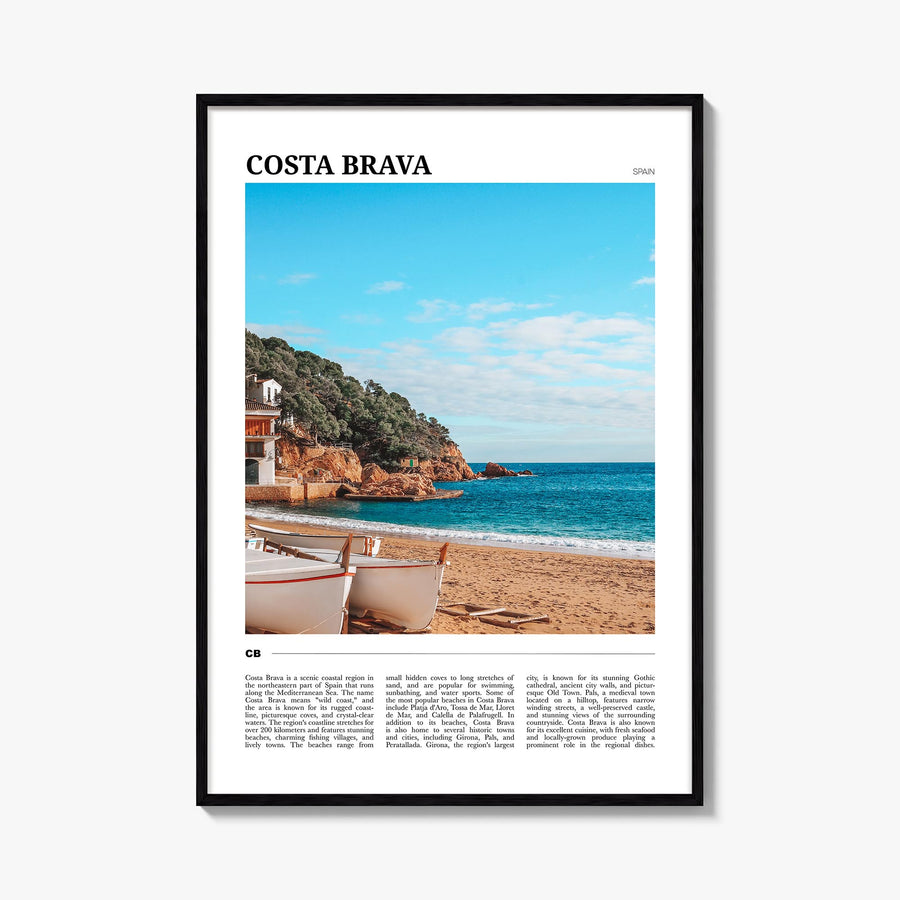 Costa Brava no. 2 colorful travel poster of Spain – vertical wall art, unframed print shown in interior mockup