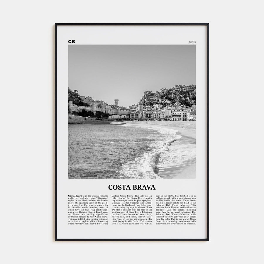 Costa Brava Poster None / 8x12 in Nbourhood Travel B&W Poster