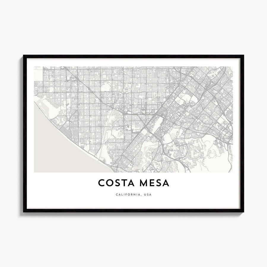 Costa Mesa Map Poster, framed poster mockup