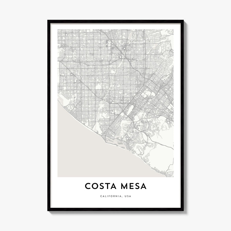 Costa Mesa Map Poster, framed poster mockup