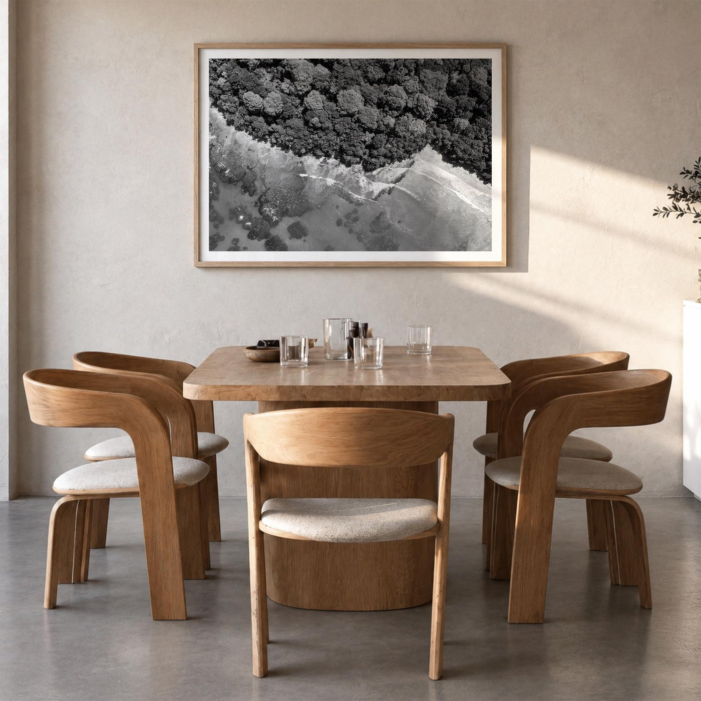 Costa Rica black & white photo poster of Central America – horizontal wall art in natural wood frame with white border, hangi