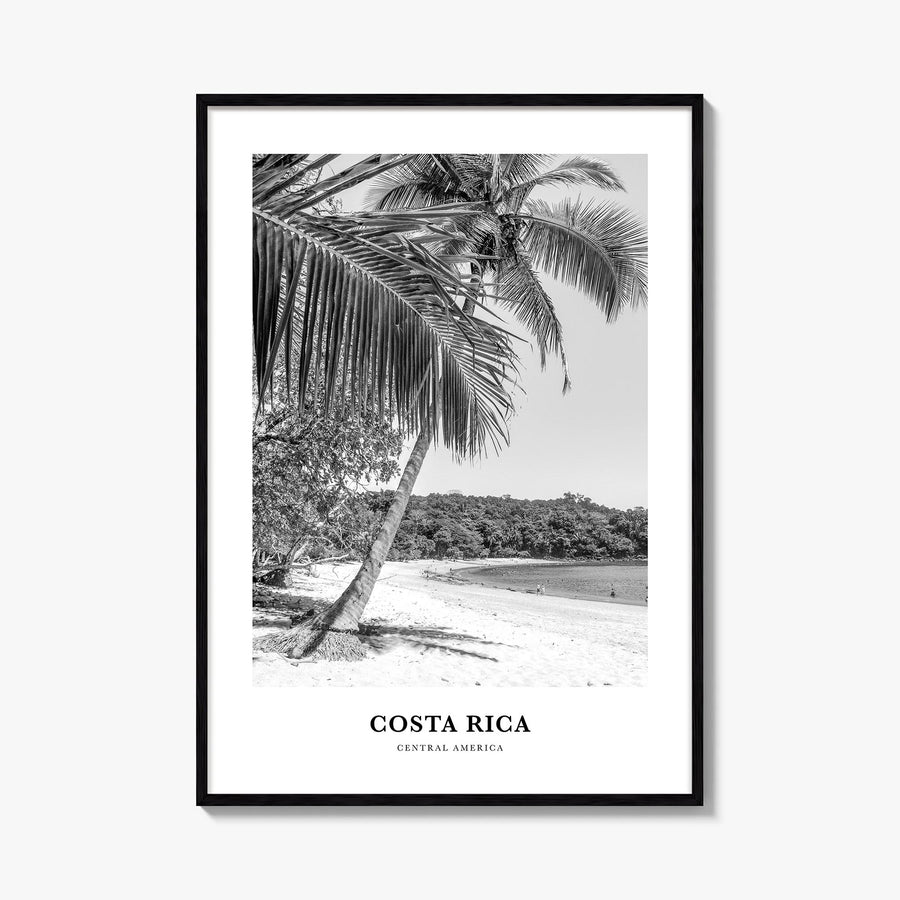Costa Rica no. 1 black & white classic poster of Central America – vertical wall art, unframed print shown in interior mockup