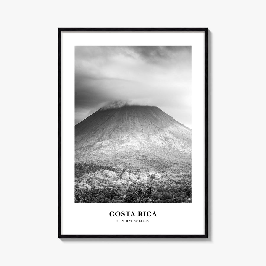 Costa Rica no. 3 black & white classic poster of Central America – vertical wall art, unframed print shown in interior mockup