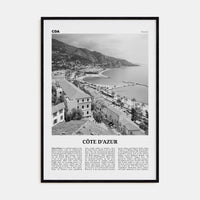 Cote d'Azur Poster Black Wood / 8x12 in Nbourhood Travel B&W Poster