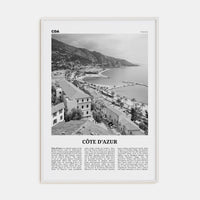 Cote d'Azur Poster White Wood / 8x12 in Nbourhood Travel B&W Poster