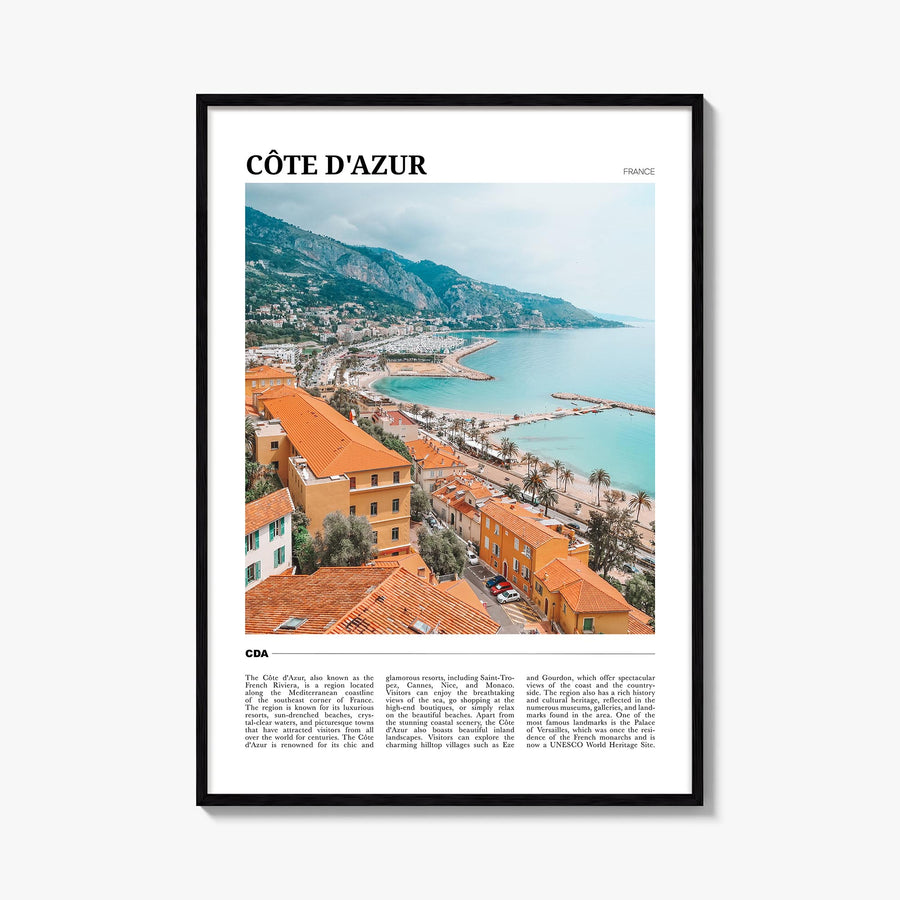 Côte d'Azur no. 1 colorful travel poster of France – vertical wall art, unframed print shown in interior mockup