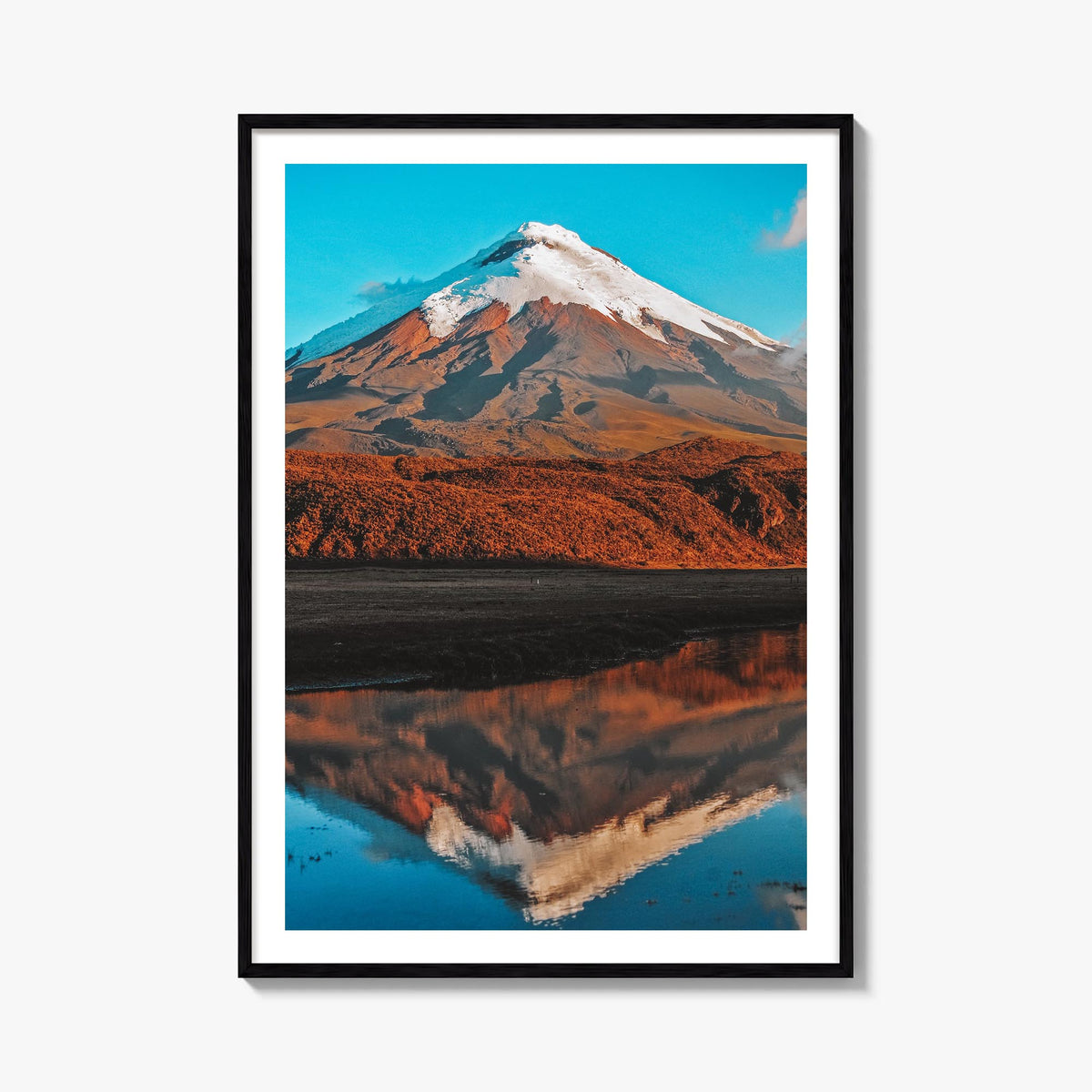 Cotopaxi colorful photo poster of Ecuador – vertical wall art, unframed print shown in interior mockup