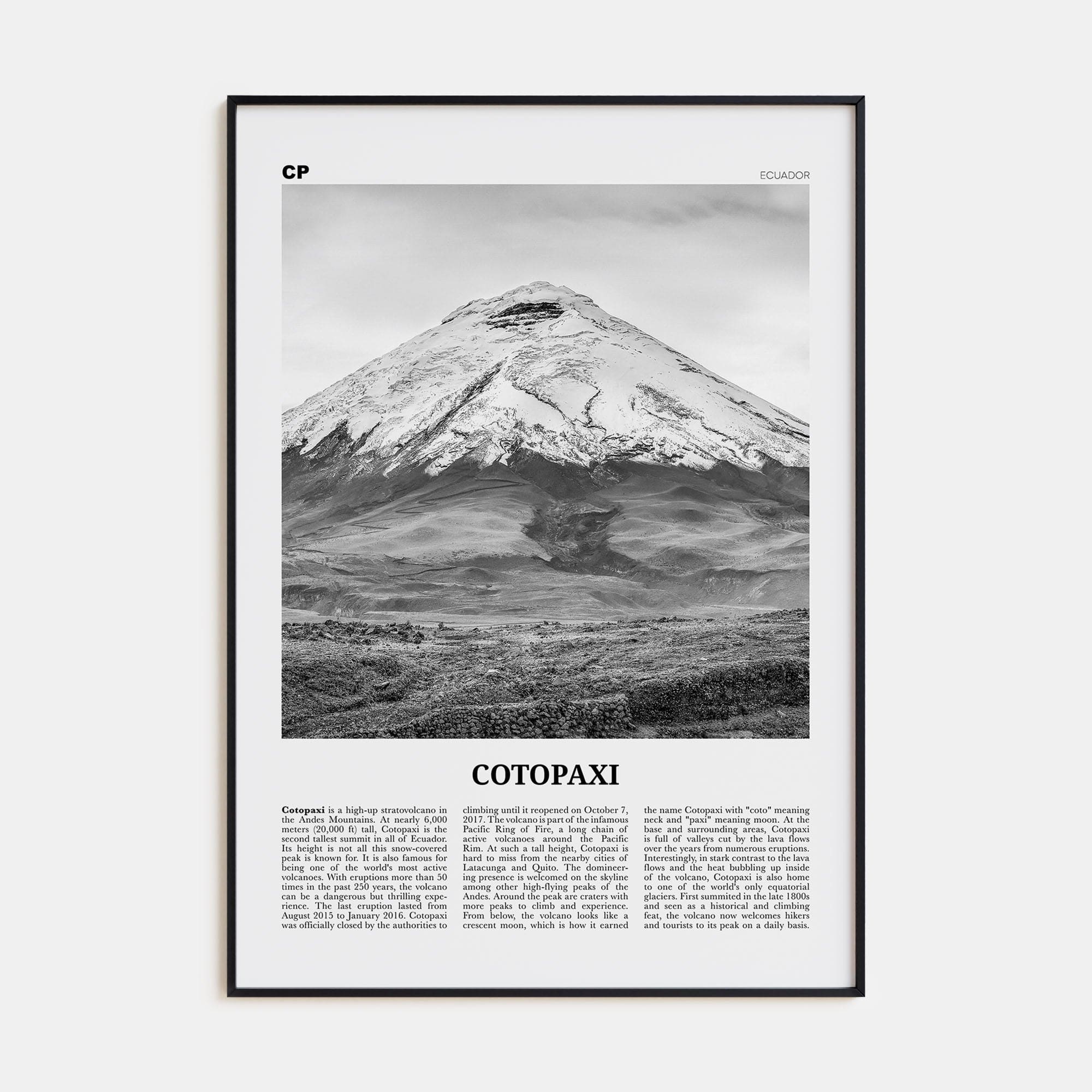 Cotopaxi Poster None / 8x12 in Nbourhood Travel B&W Poster