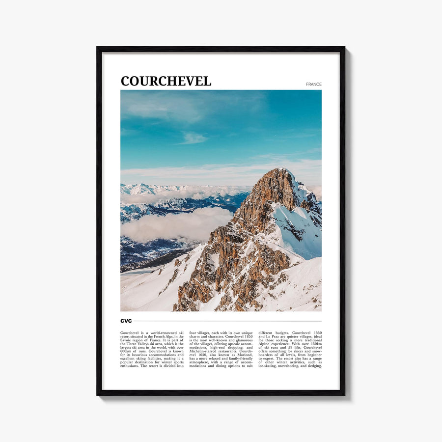 Courchevel colorful travel poster of France – vertical wall art, unframed print shown in interior mockup