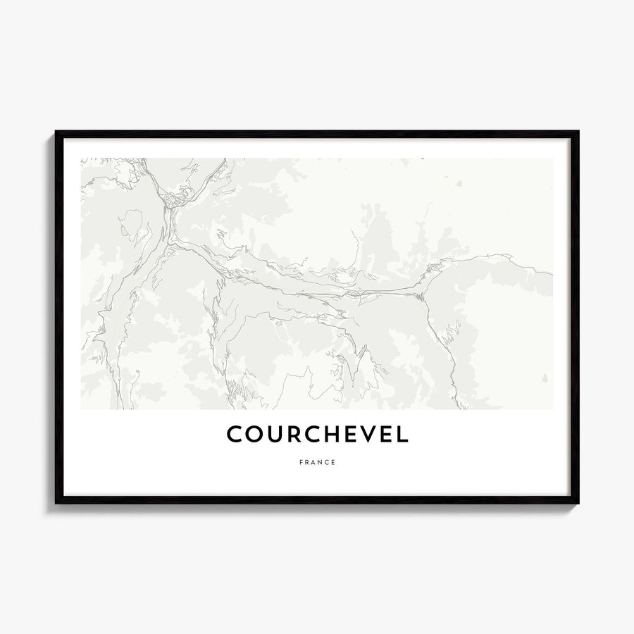 Courchevel Map Poster, framed poster mockup